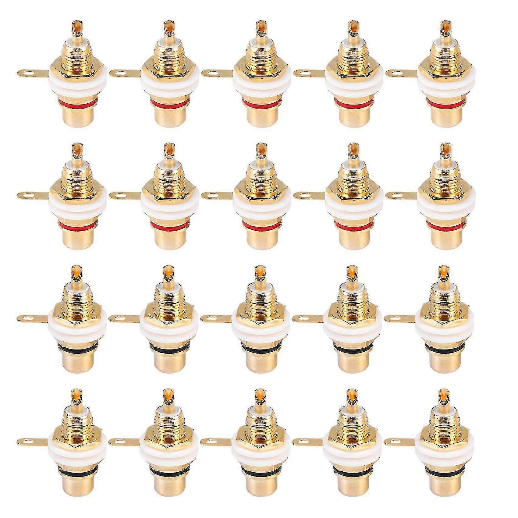 20Pcs Gold Plated RCA Terminal Jack Plug Compatible Amplifier Speaker