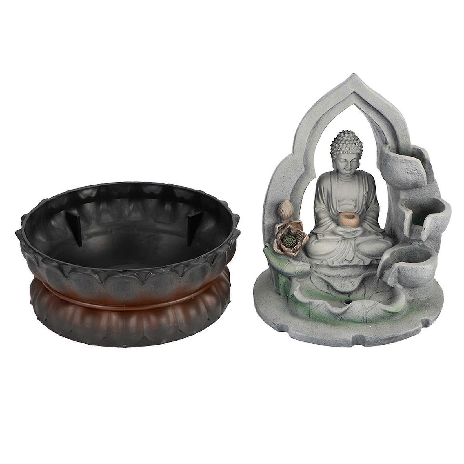 LED Resin Buddha Desktop Fountain Decoration Tabletop Ornament for Home Office Collection GiftEU Plug 220V