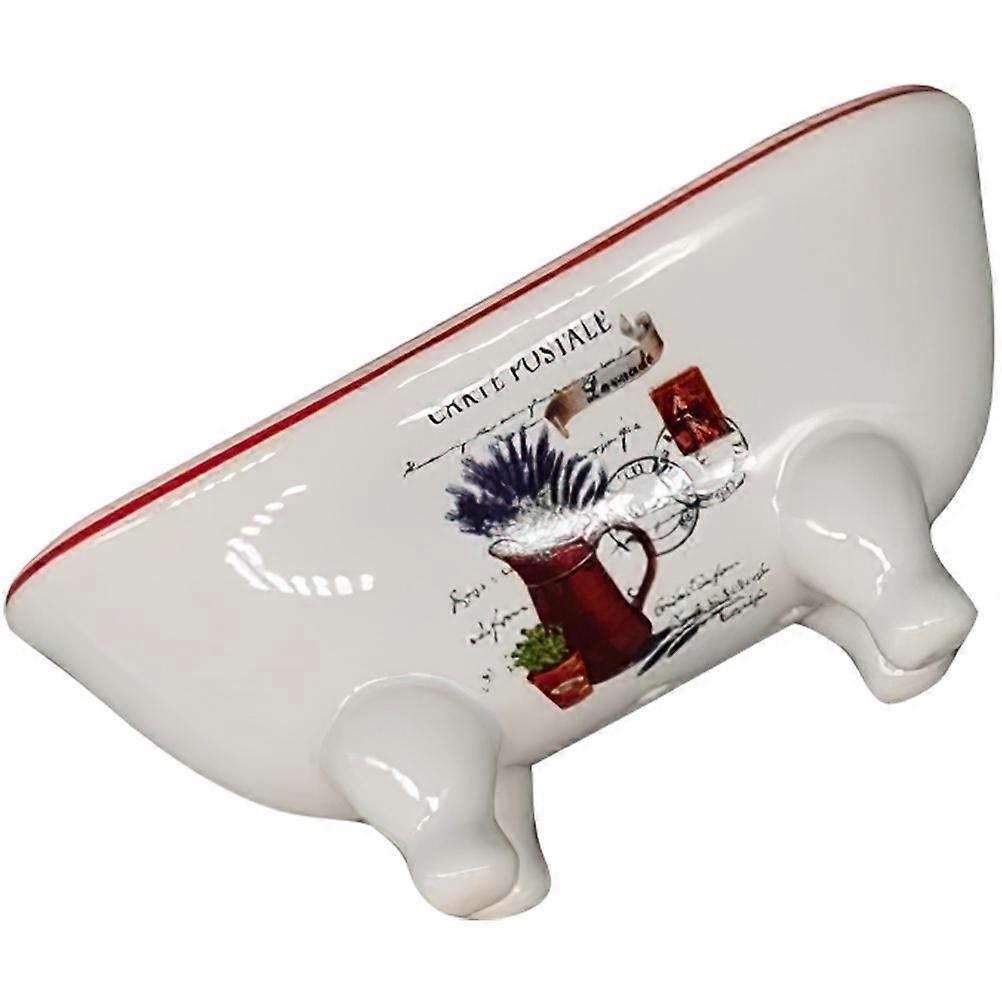 Decorative Soap Holder Ceramic Organizer Mini Bathtub Shape For Bathroom Use Keeps Soap Dry 1Set
