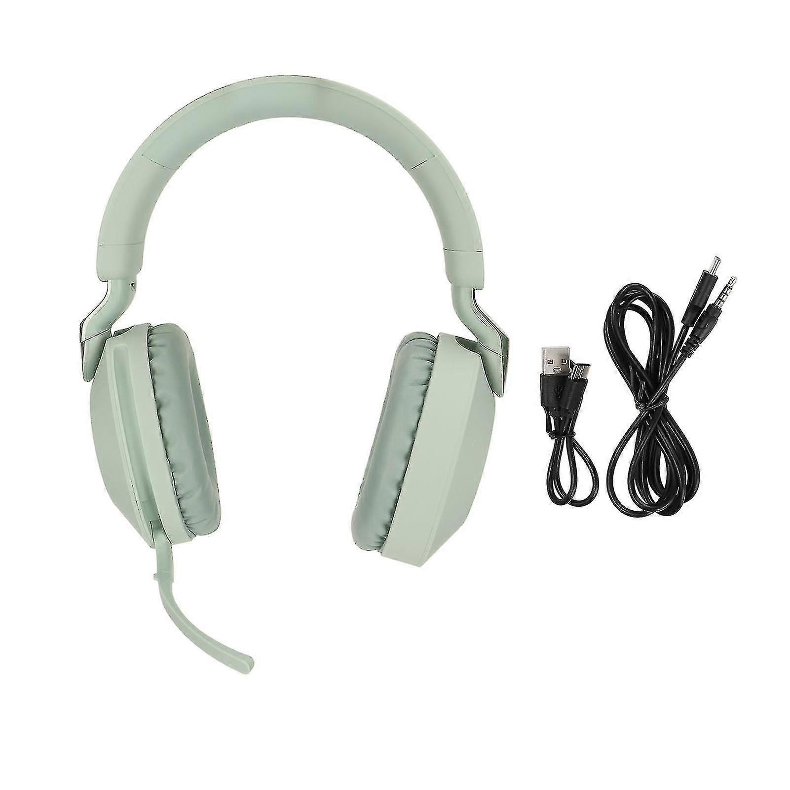 Bluetooth Gaming Headset Foldable Type C Interface Wireless Bluetooth 5.1 Wired Dual Mode Stereo Headset with Microphone Green