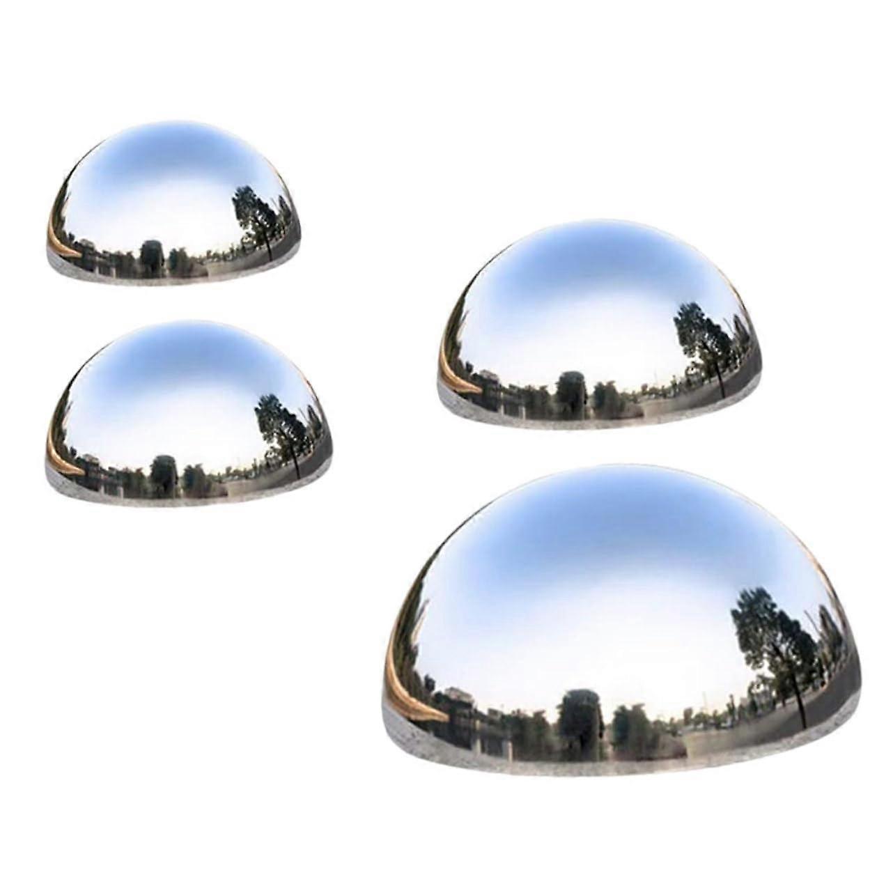4 Pieces Garden Decorative Balls Reflective Hemisphere Polished Surface for Landscape Design Various Sizes