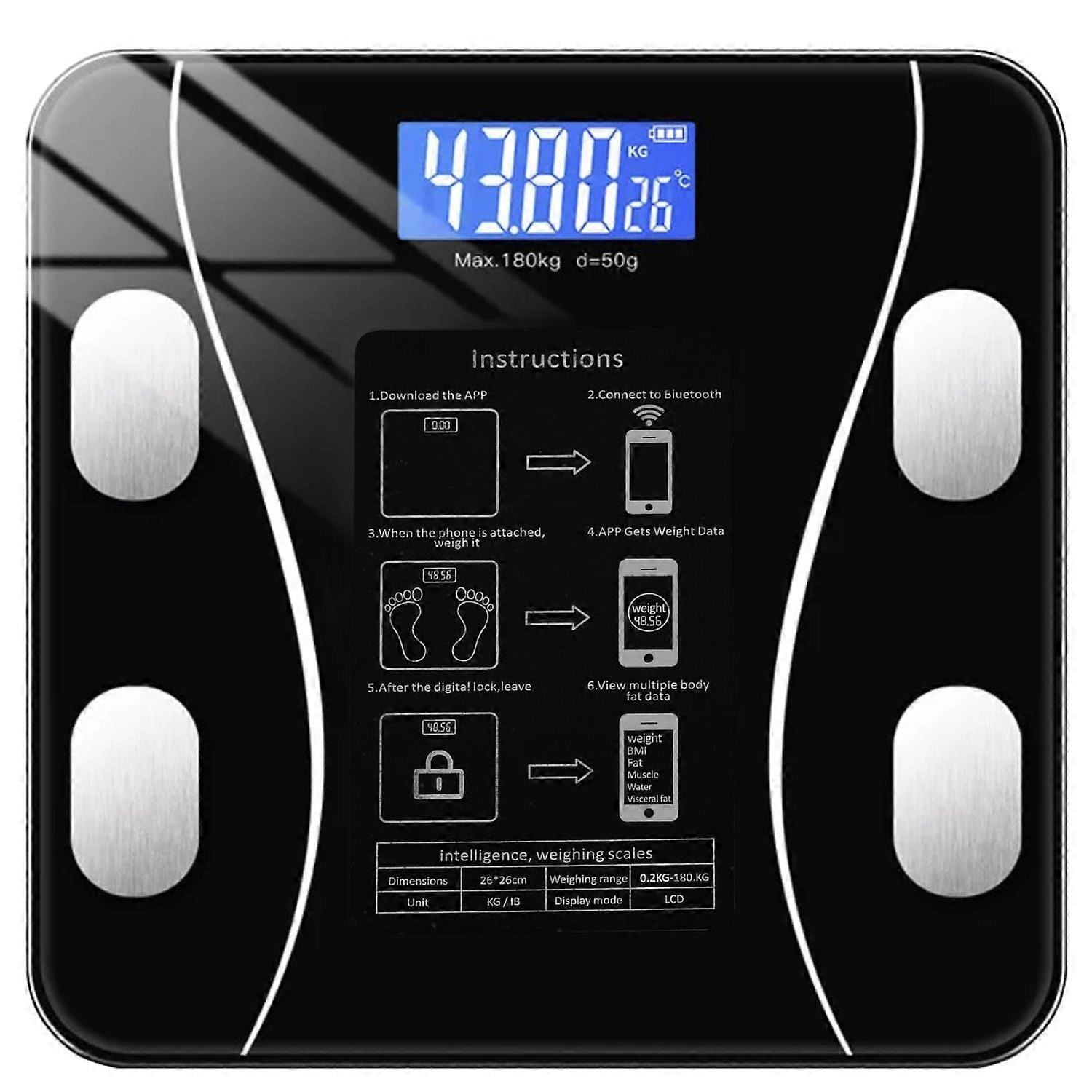 22525 People Scales up to 180 kg LCD Display Bluetooth Electronic BT Intelligent Scales Digital Precision Sensors Automatic ShutOff