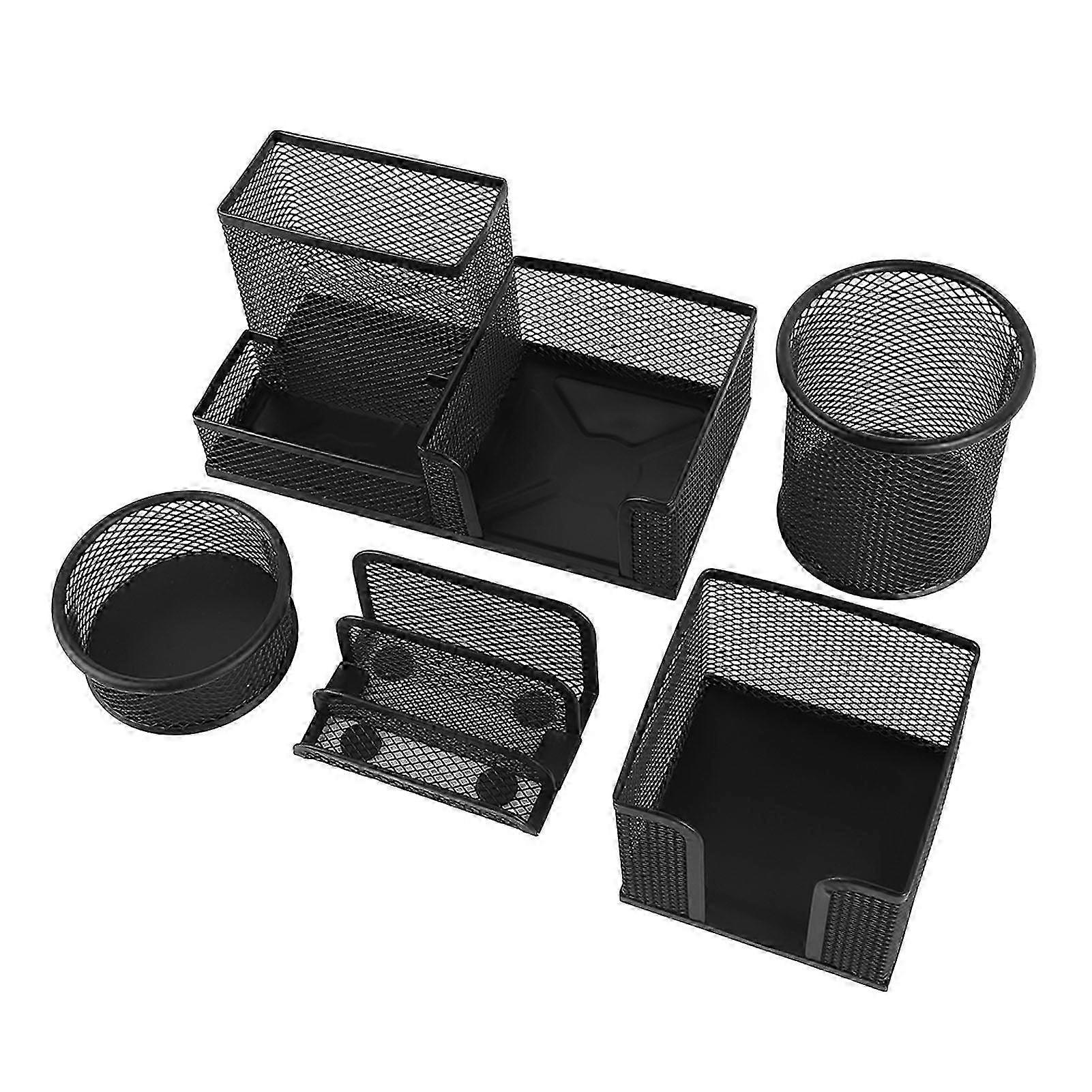 Multifunctional Metal Mesh Pen Holder Set for Office, Classroom, and Dormitory Organization