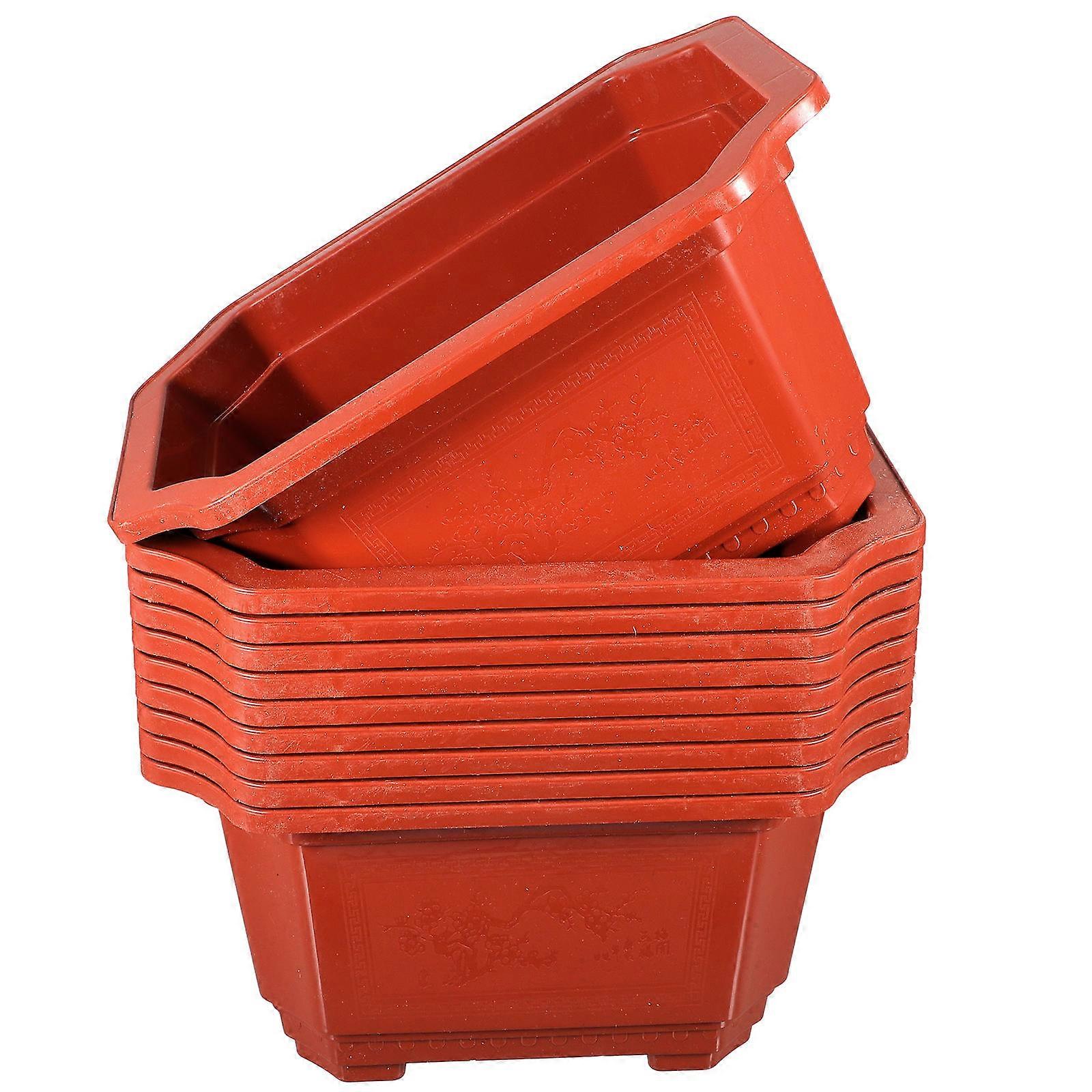 Bonsai Pot With Drainage Flowerpot Home Decoration Rectangular Shape Plastic Material Reusability 10Pcs