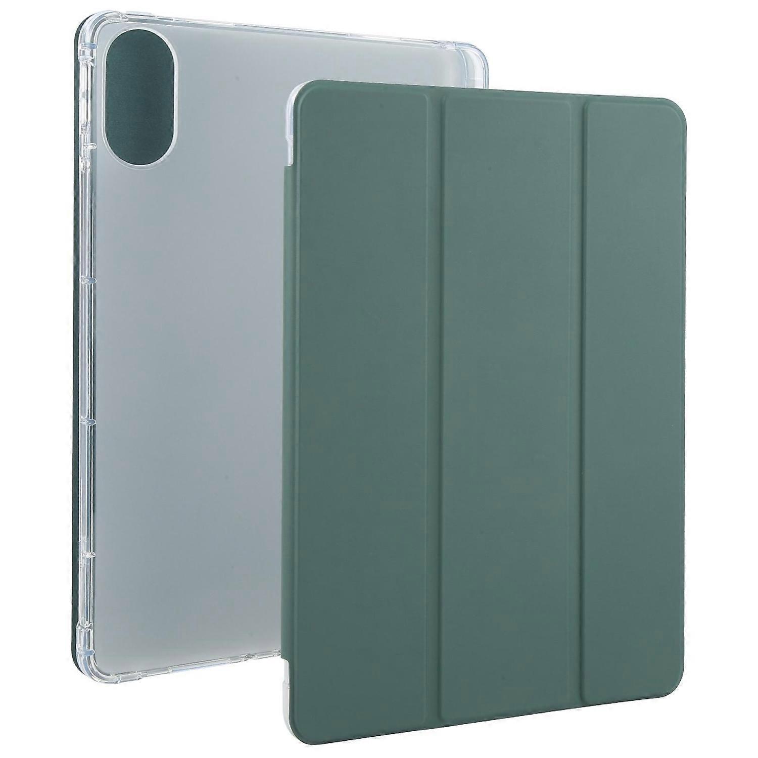 3-fold Leather Tablet Case For Xiaomi Redmi Pad 2 - Dark Green