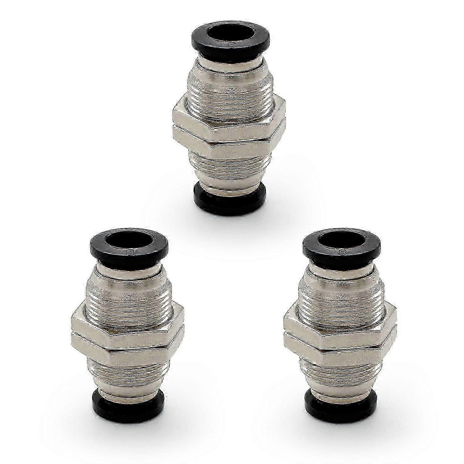 3Pcs 8MM Pneumatic Quick Connectors - Bulkhead Fittings for Air Hose Systems & Compression Applications