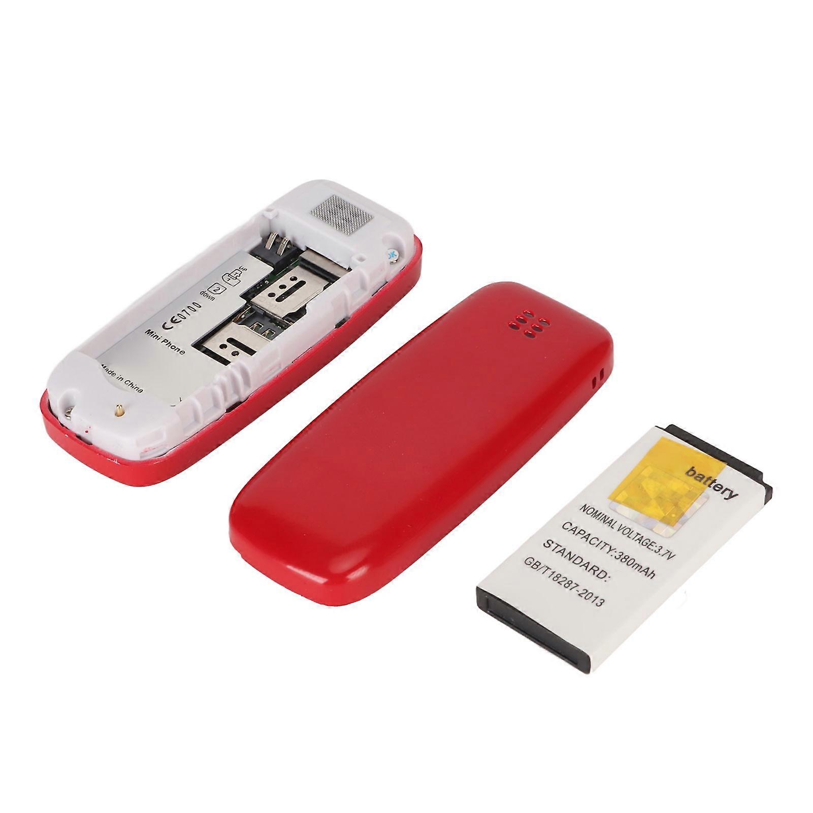 Worlds Smallest Phone Hands Free Bluetooth Dialer Dual SIM Card Unlocked GSM 2 in 1 Mini Mobile Phone Red 