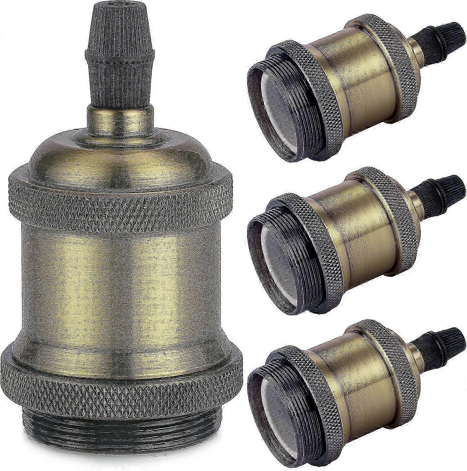 E27 lamp socket, Edison retro pendant lamp, Solid ceramic adapter, 4 Pieces champagne gold socket