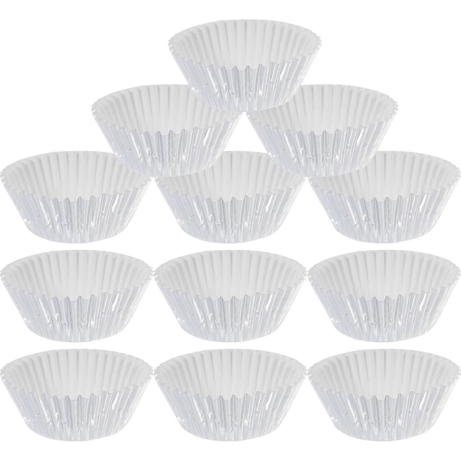Thickened Aluminum Foil Cups 100pcs Mini Cake Molds, Silver Cupcake Liners for Baking, Muffins, Party Snacks & Celebrations