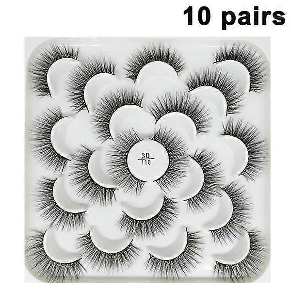 10 pairs 3D false eyelashes, fluffy extension eyelashes, soft thick comfortable.