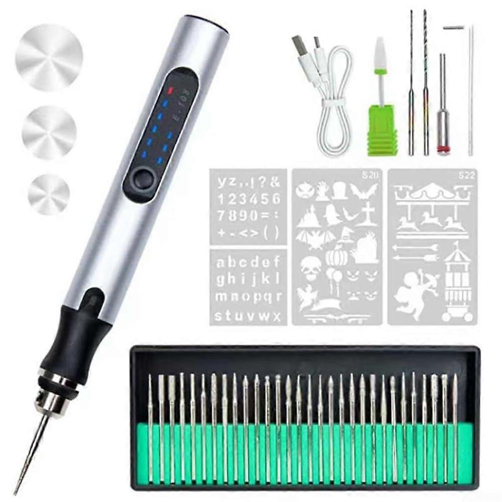 Compact and Portable Electric Mini Engraving Machine with Adjustable Depth and Speed for DIY, Craft, Jewelry Making (Silver)