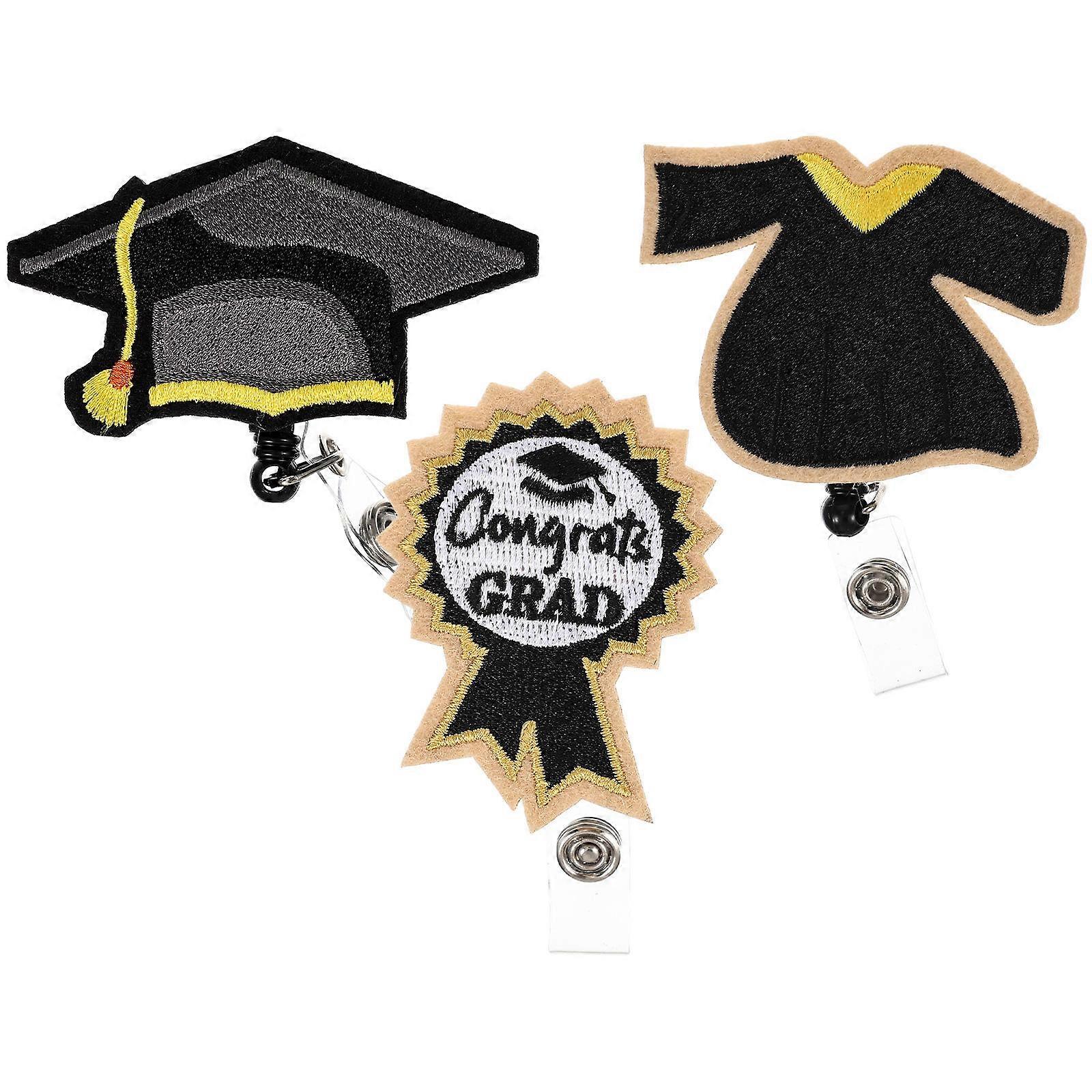 3pcs Retractable Badge Clips with Telescopic Reels for ID Cards, Key Holders – Ideal for Graduations, Offices, and Events