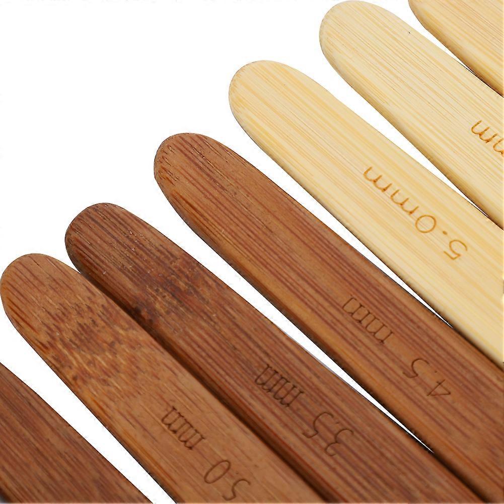 14Pcs/Set Gold Head Crochet Hook Pen Type Bamboo Carbonized Handle Knitting Needle