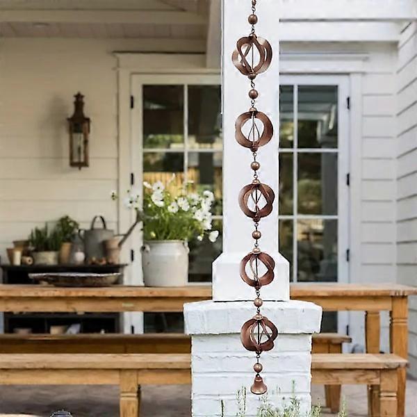 Hanging rain chain for gutters, chain with bell rotating rain catcher home decor