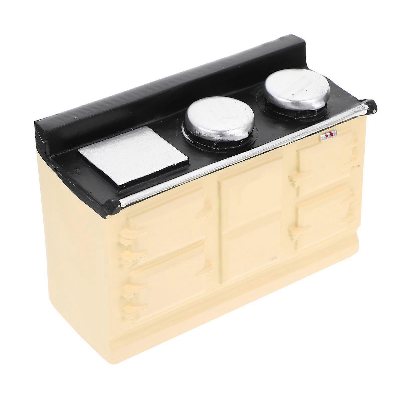 Miniature White Resin Cooker Table Shape Decor for Doll House Decoration Pretend Play Toy Set