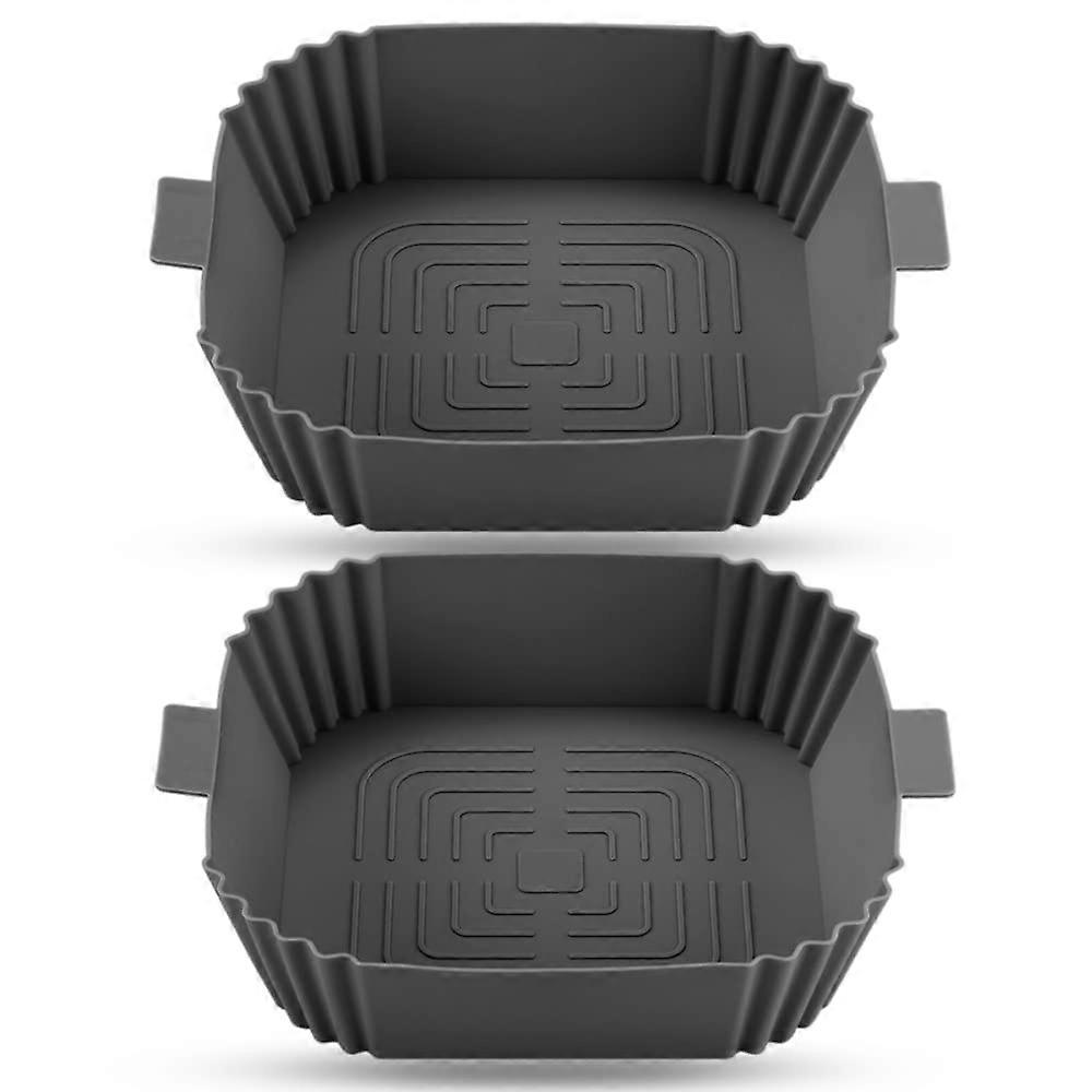 Air Fryer Silicone Pot 2-Piece Set, Reusable Non-Stick Liners, 19.5 x 5 cm, Black, Oven/Microwave Safe