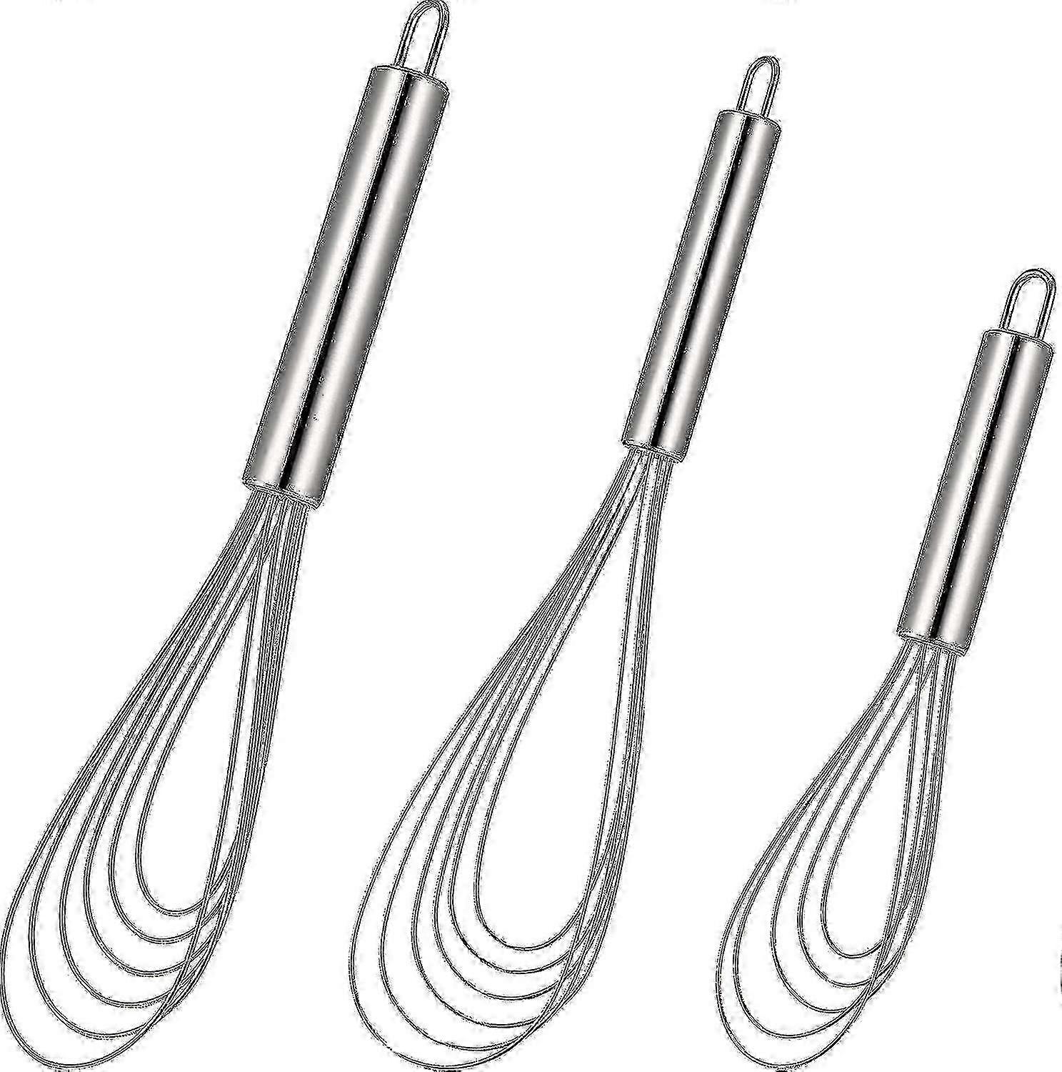 3 قطع الفولاذ المقاوم للصدأ مسطحة خفاقة مجموعة للخلط والتقليب - أواني المطبخ المهنية