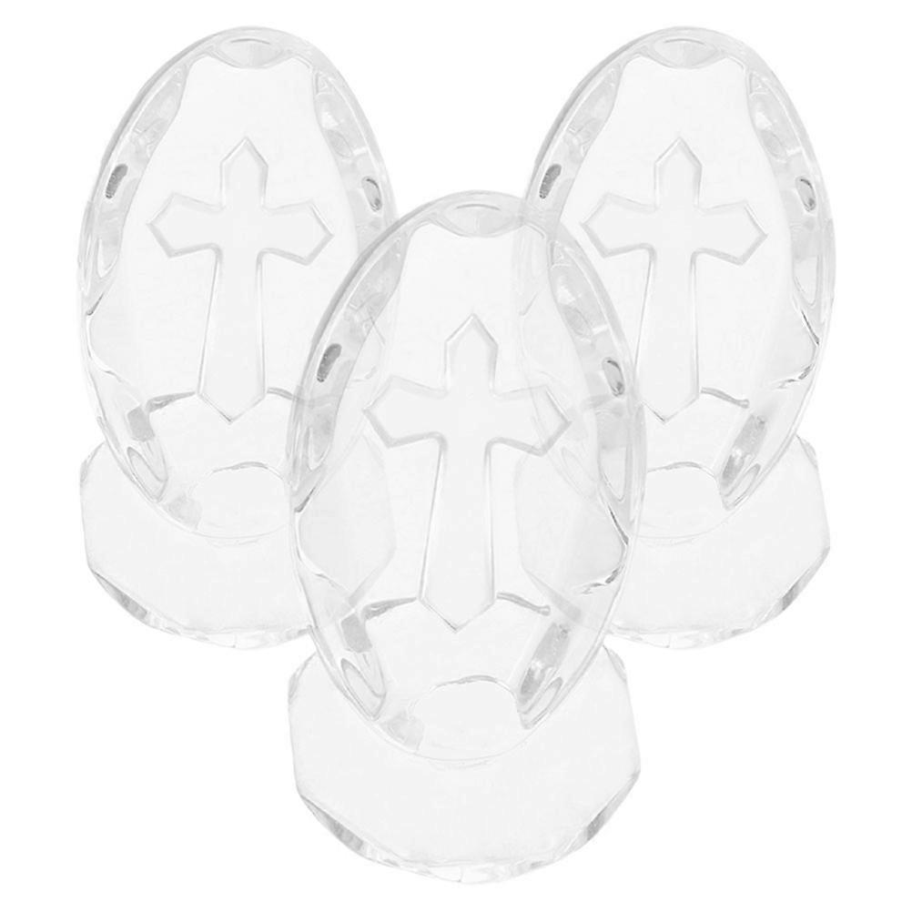 Crystal Cross Figurine for Decoration Transparent Religious Craft with Compact Size 3 Pieces