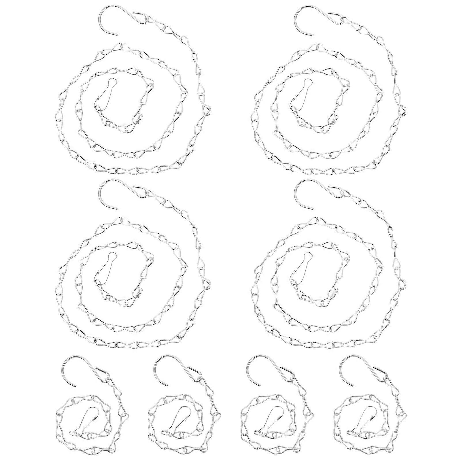 Silver Iron Hanging Chains for Home Decor with 8 Adjustable Hooks Perfect for Bird Feeders and