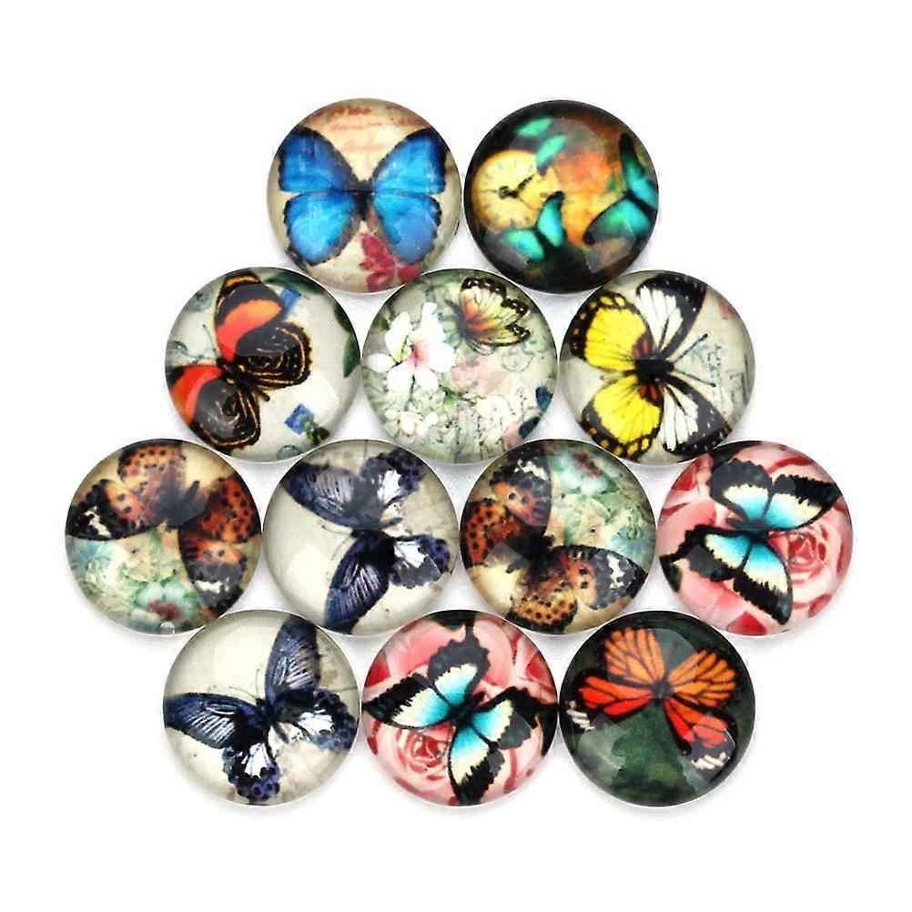 Creative DIY Pattern Glass Stickers 12MM Circular Jewelry Making Material Suitable For Artists And 20Pcs