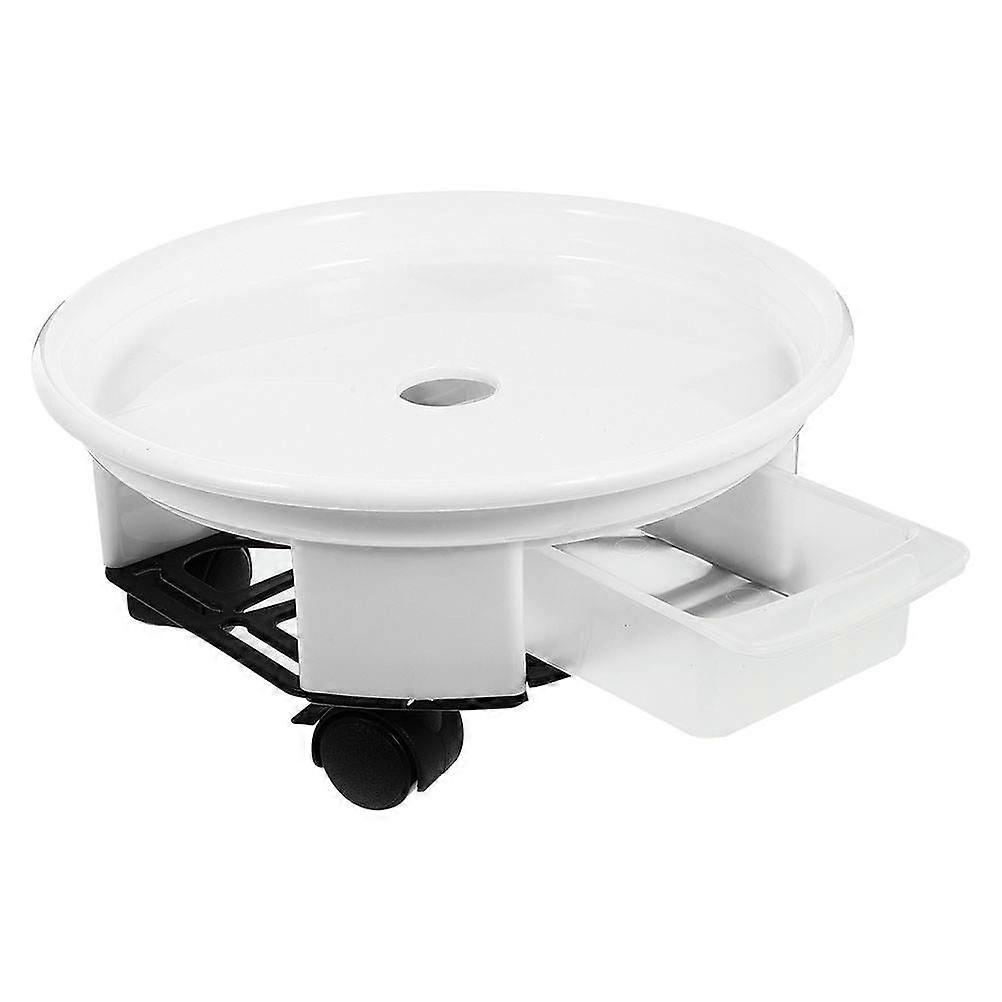 Movable Flower Pot Rack 1Pcs White Plastic Round Holder Ideal For Balcony Planting And Flower Display