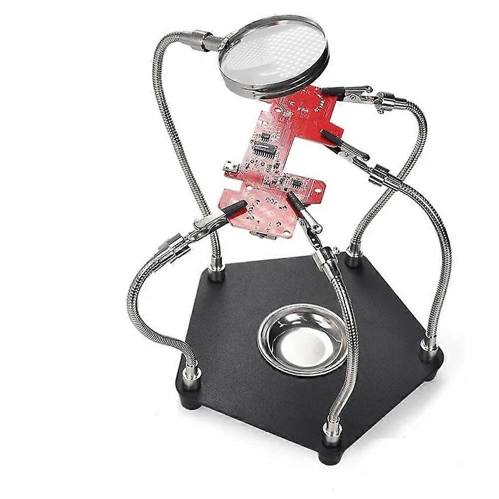 Microscope for PCB Welding Third Hand Tool Table Clamp Soldering Stand 3 x Magnifying Glass 4 Pieces Flexible Arms Vice Soldering Holder Tool