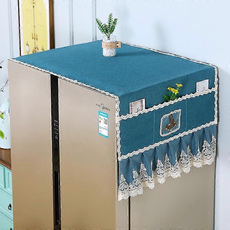 1 x Refrigerator Cover for Double Door, Single Door, Fabric, Washing Machine, Drum, Refrigerator, Dustproof, Towel, 70 x 180 cm (Blue)