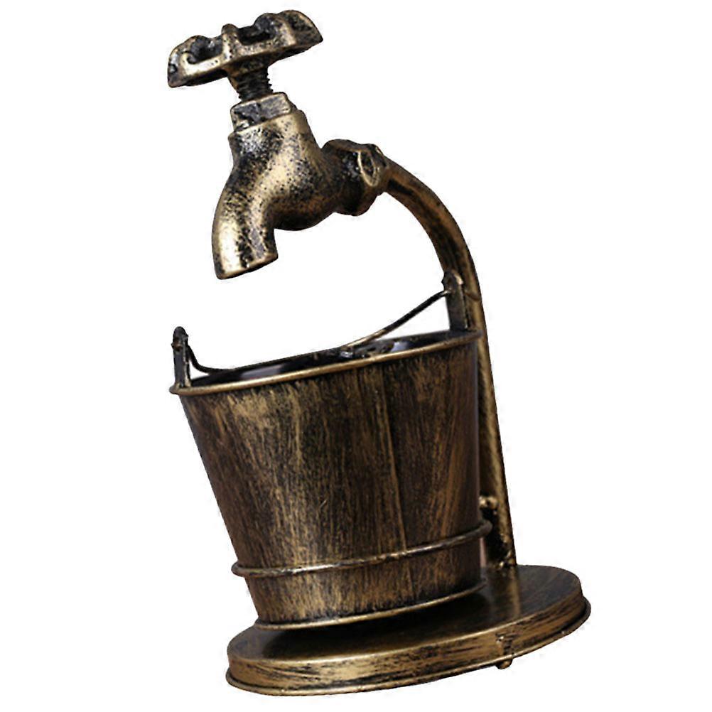 Golden Iron Ashtray with Faucet Bucket Design for Outdoor Use and Sturdy 7.87 Inches