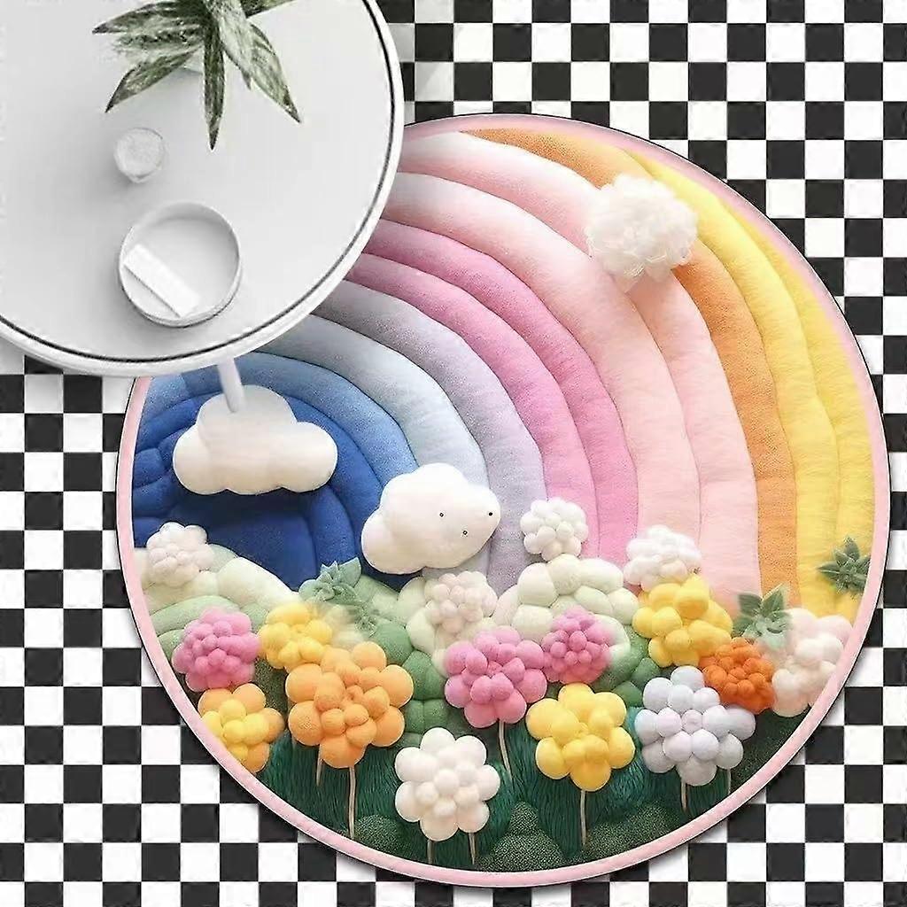 Household Round Carpet 3D Floor Mats Living Room Coffee Table (Color: 1, Size: 100 * 100CM)