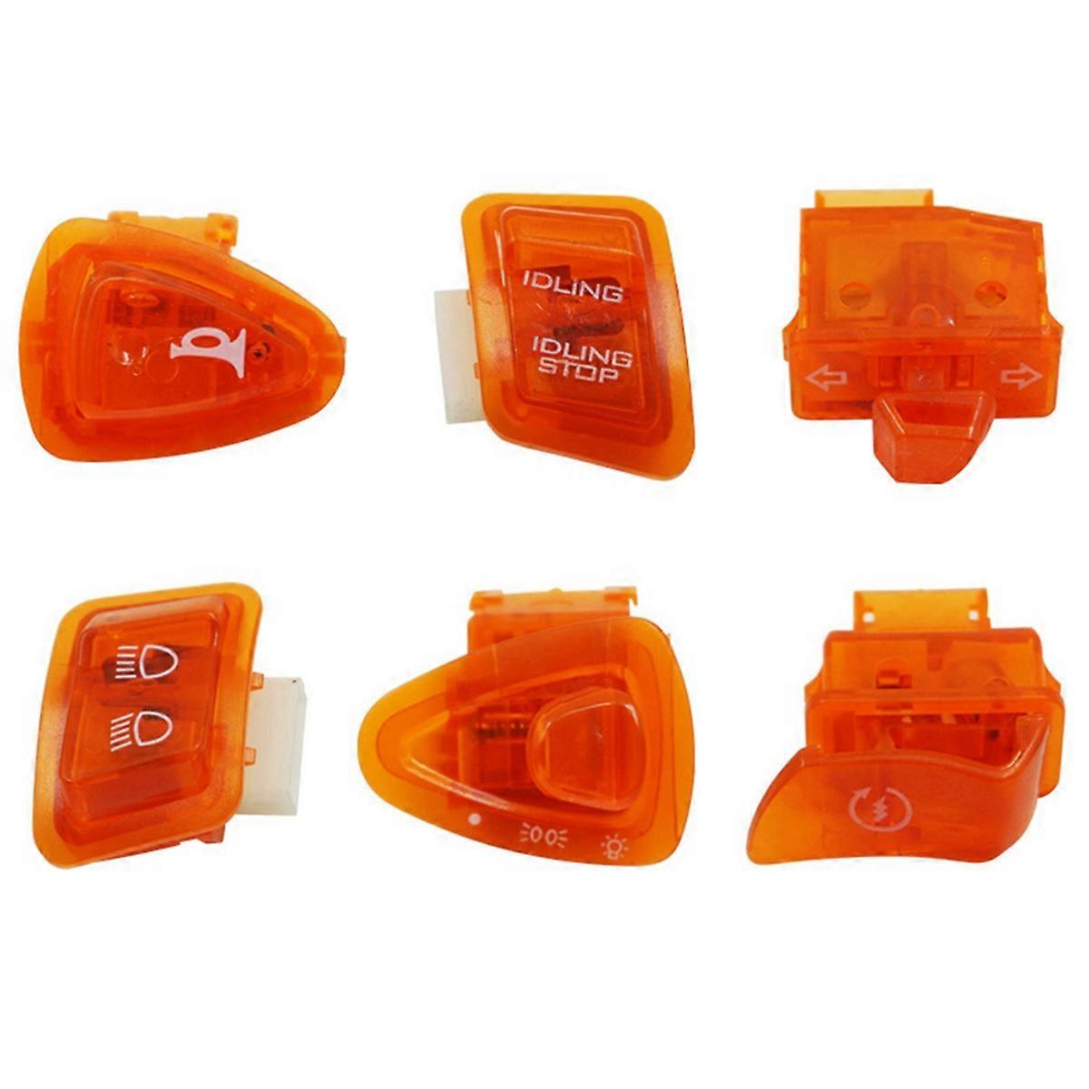 6Pcs for GY6 50cc 125cc Moped Scooter Single Switch Button Orange