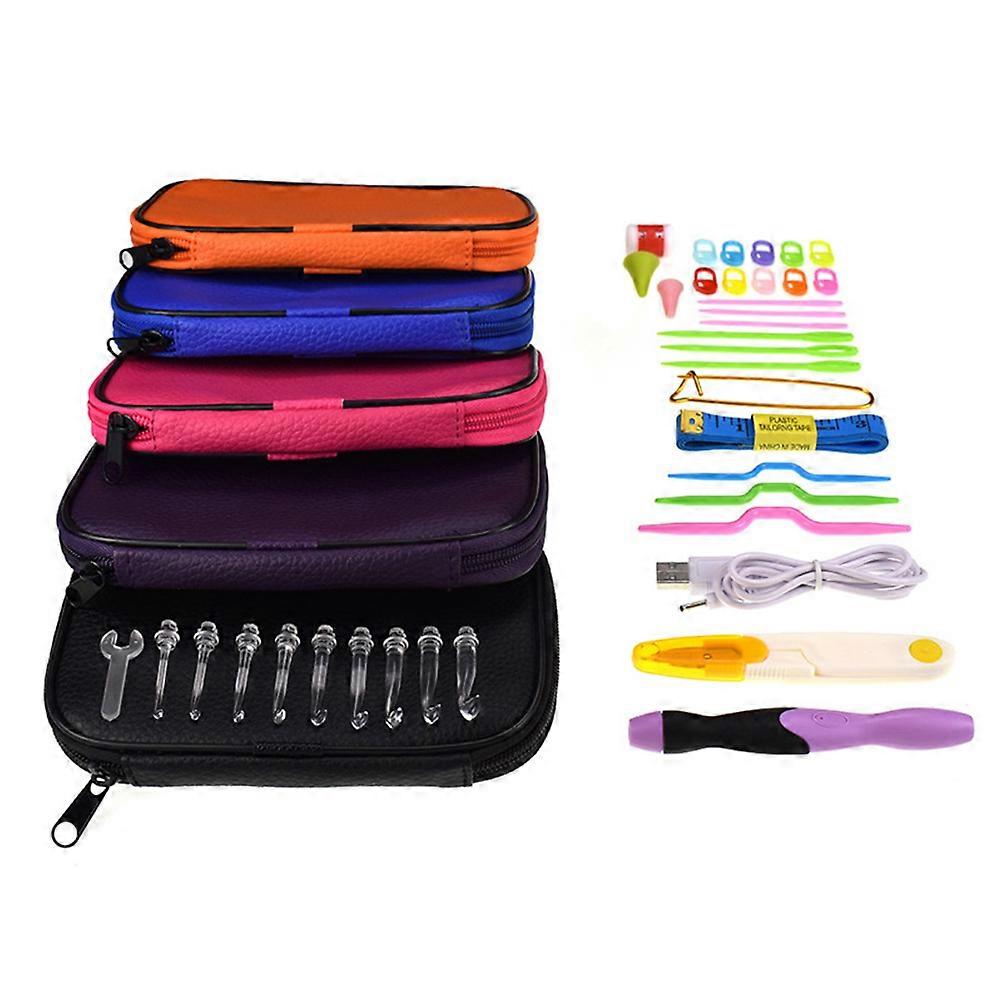 LED Crochet Hooks Set With Storage Case Included For Beginners And Intermediate Crocheters In Black 45Pcs