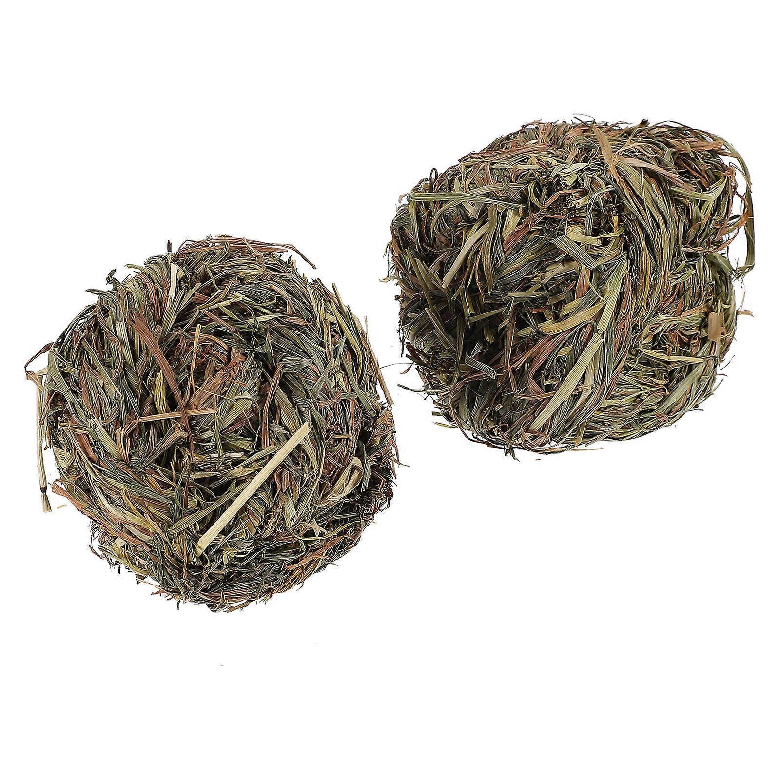 2Pcs Bunny Chew Toy Teething Grass Ball Treats for Small Animals in