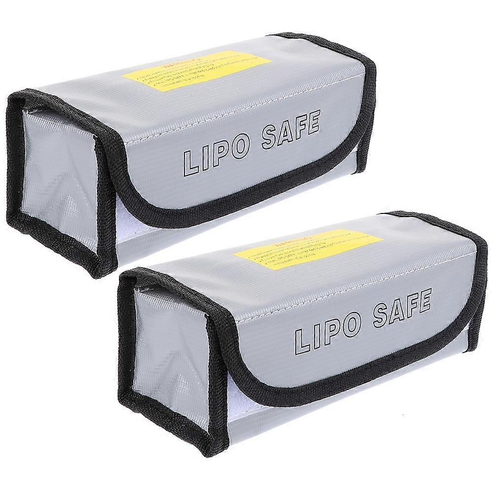 Fireproof Battery Bag for Safe Storage Use Made of Synthetic Material Silver Lightweight 2pcs