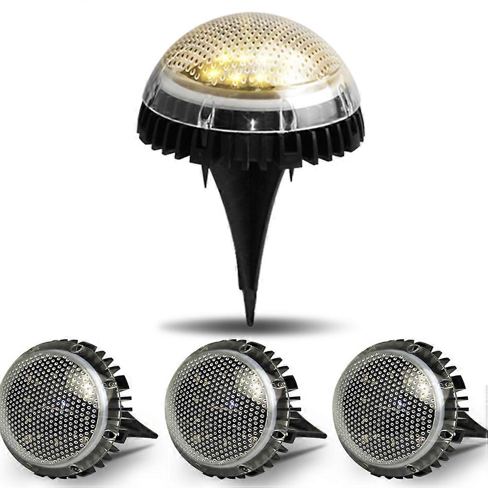 Outdoor Solar-Powered Disc Lamp for Ground Use 4Pcs Warm Light