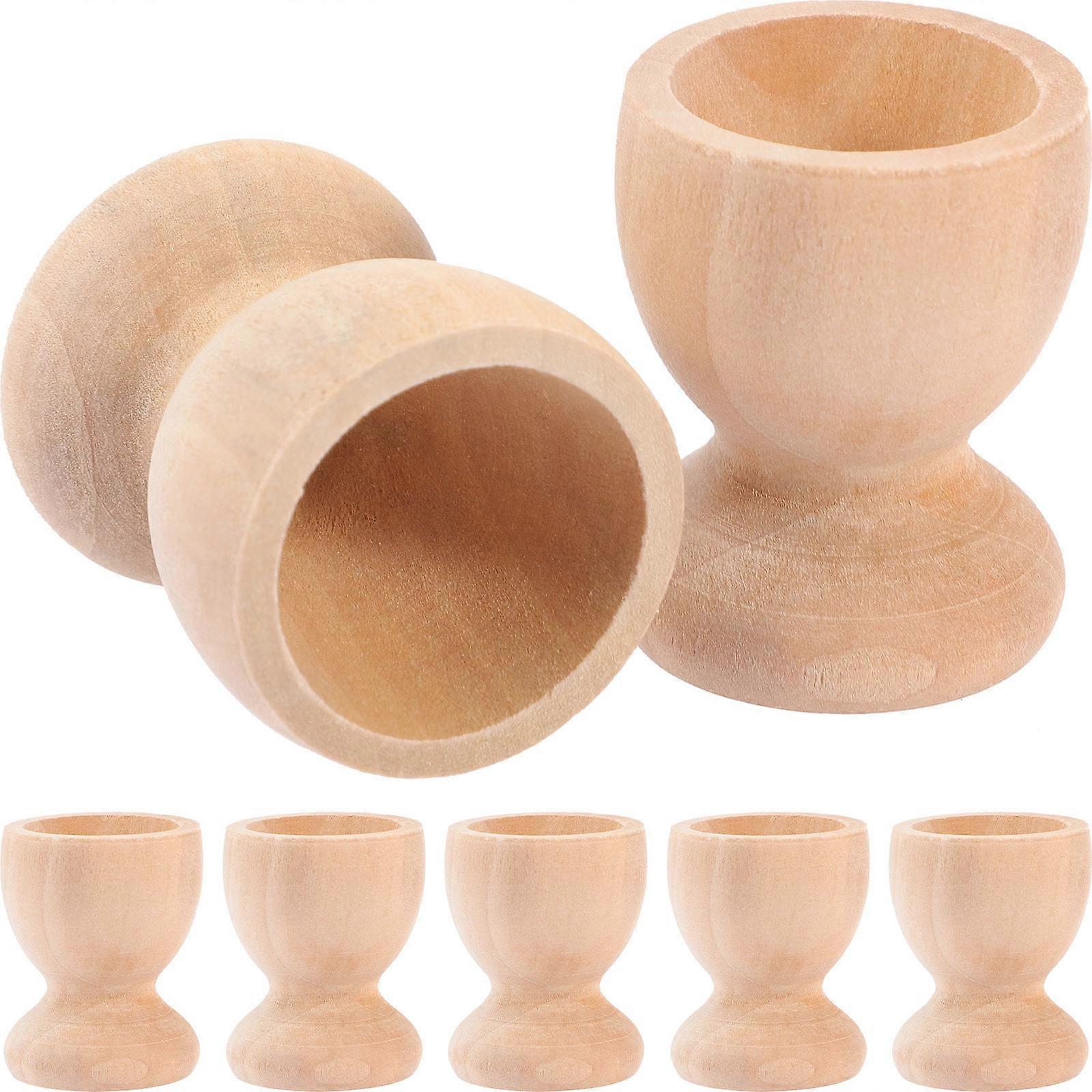 5pcs DIY Wood Egg Cups Unfinished Egg Stands for Creative Easter Home Decorations