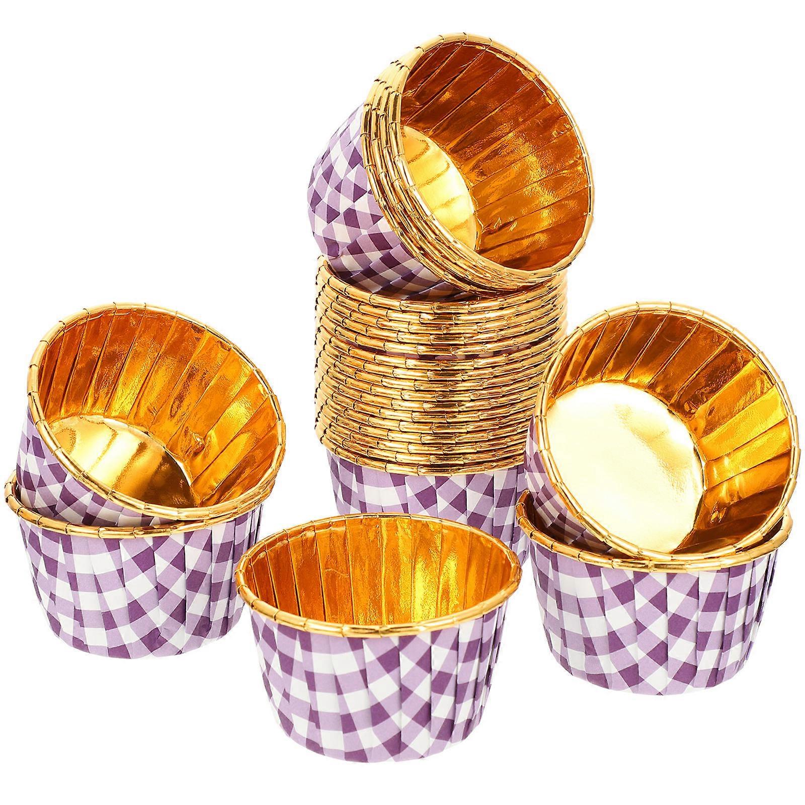 50pcs DIY Cake Cups, Checkered Baking Muffin Liners, Oil Resistant, High Temperature Safe, Recyclable for Birthday Parties, Weddings, Gatherings