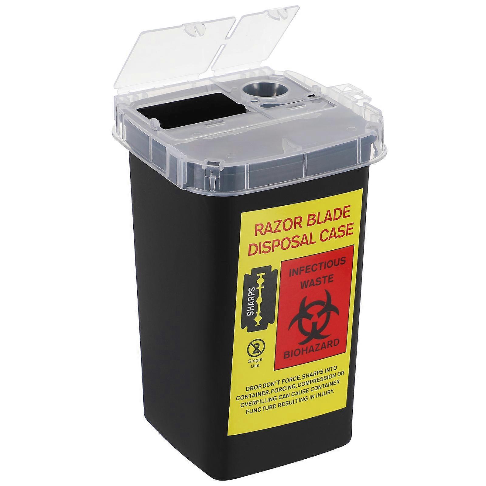 Barber Shop Sharps Container Disposal Box For Medical Waste Disposal Black Sealed Container 1Pack