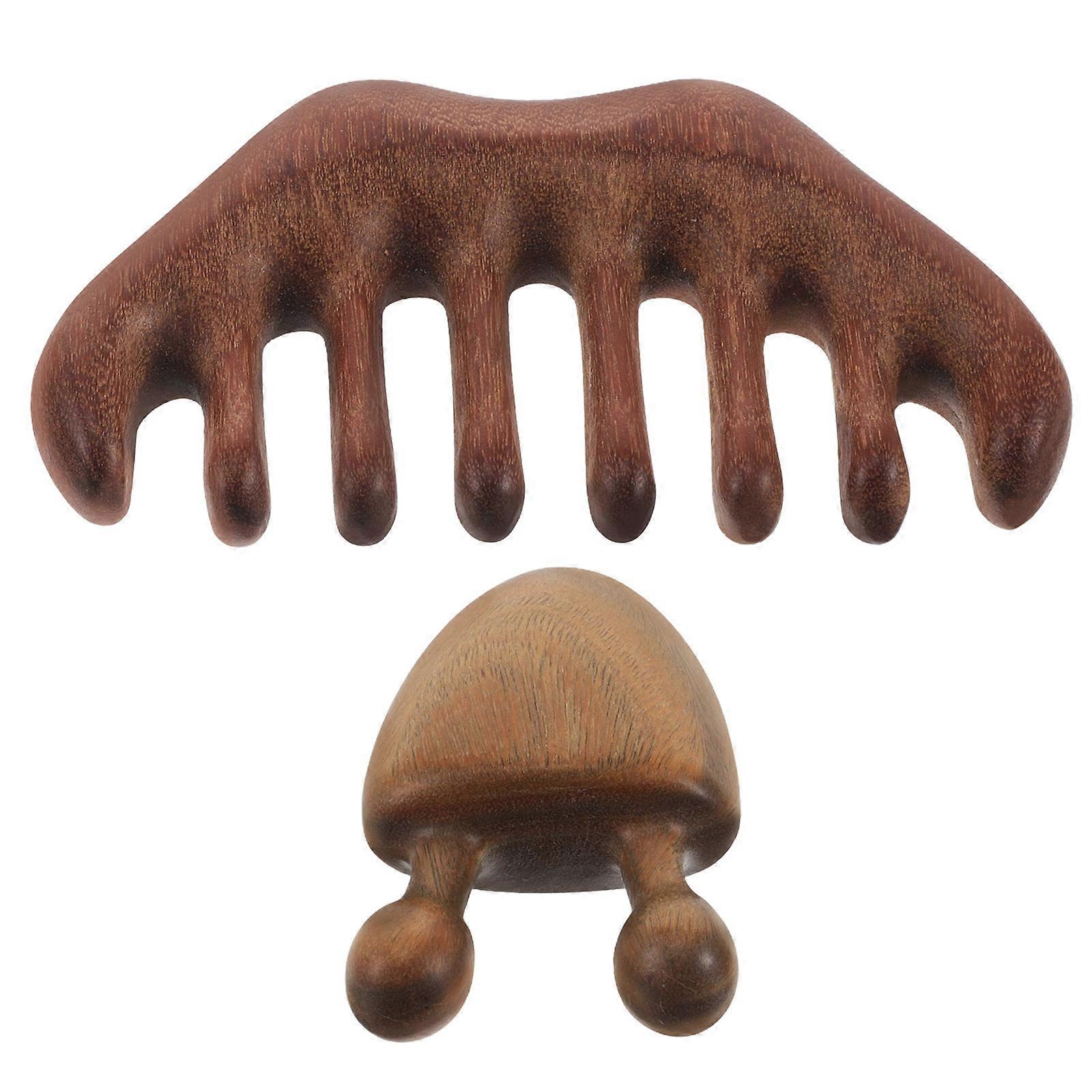 Health Comb Natural Wood Scalp Comb Designed For Massaging And Enhancing Skin Elasticity 2Pack