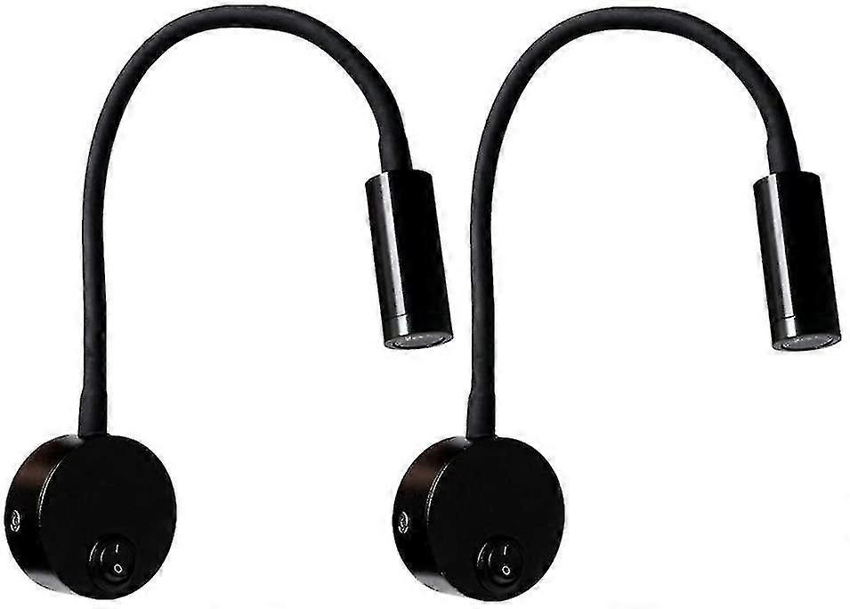 2-Pack Adjustable Black Wall Lamps with Flexible Neck for Reading