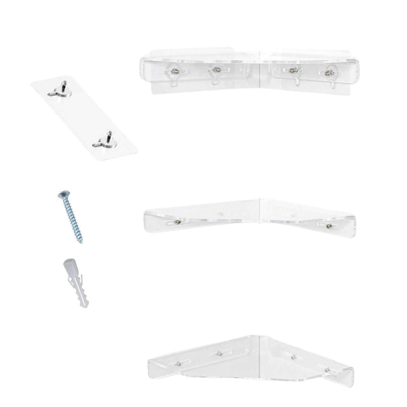 3pcs Clear Floating Shelves Contemporary Wall Storage Display Rack Easy Installation Bathroom Corner Shelf Multicolor