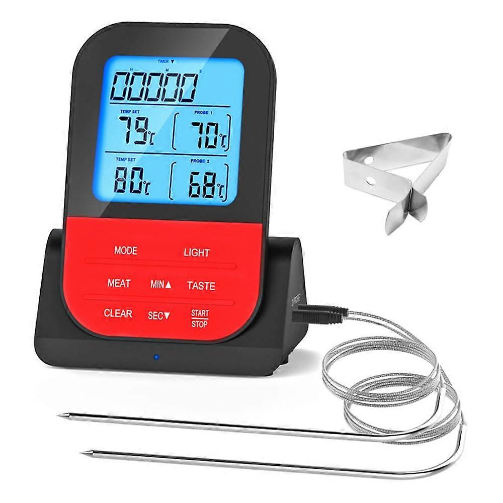 Dual Probe Digital Thermometer Wireless Programmable Temperature Gauge Meter Waterproof Cooking Barbecue Grill Thermometer