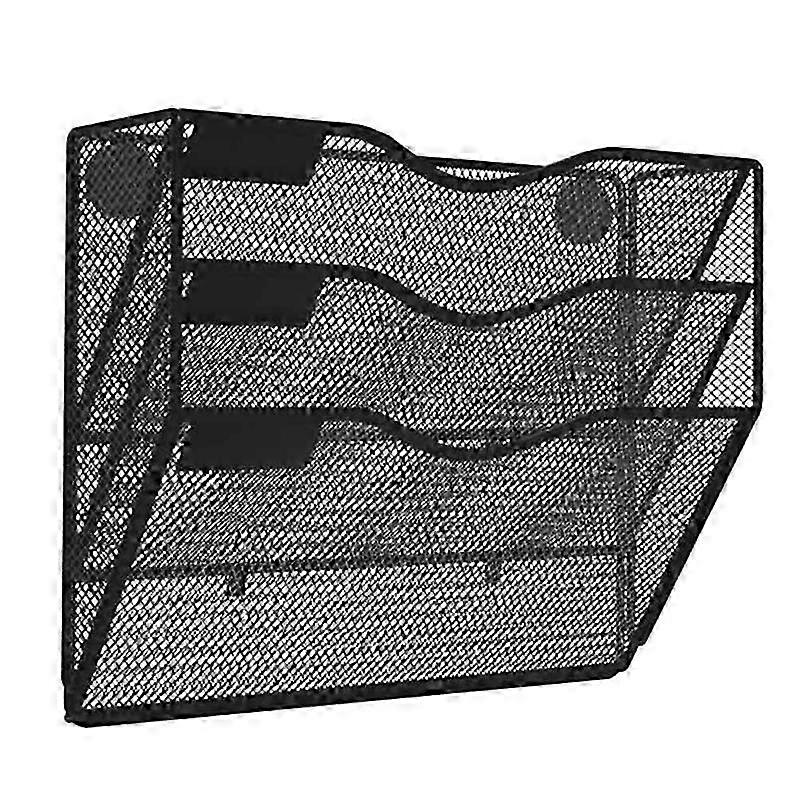 Magnetic File Holder for Refrigerator: 3-Tier Magazine Organizer with No Drilling & Mounting Required for Mail Folders