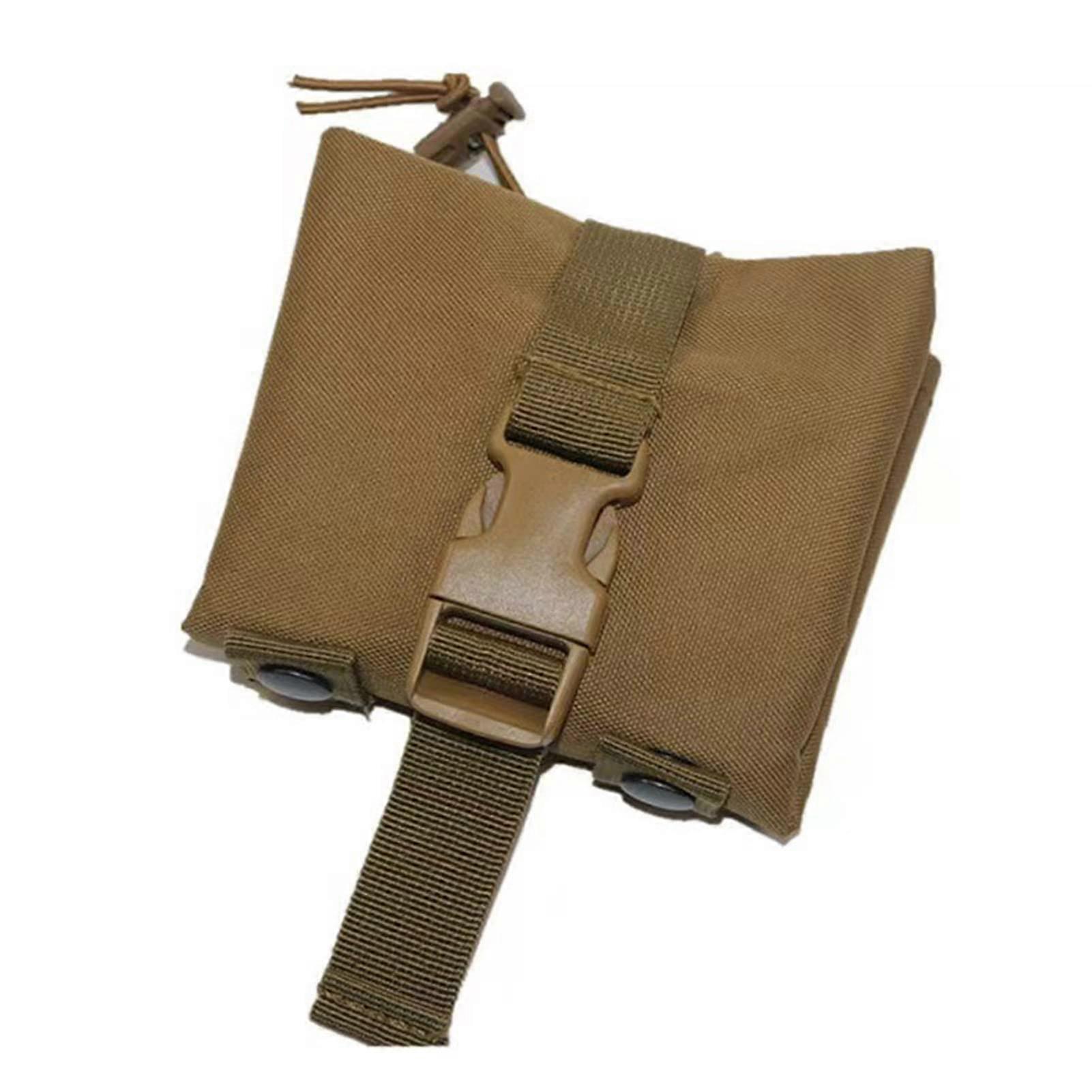 Dump Pouch Foldable Drawstring Magazine Recovery Bag, Roll-Up Mud Color Garbage Pouch for Outdoor Use, Compact Design