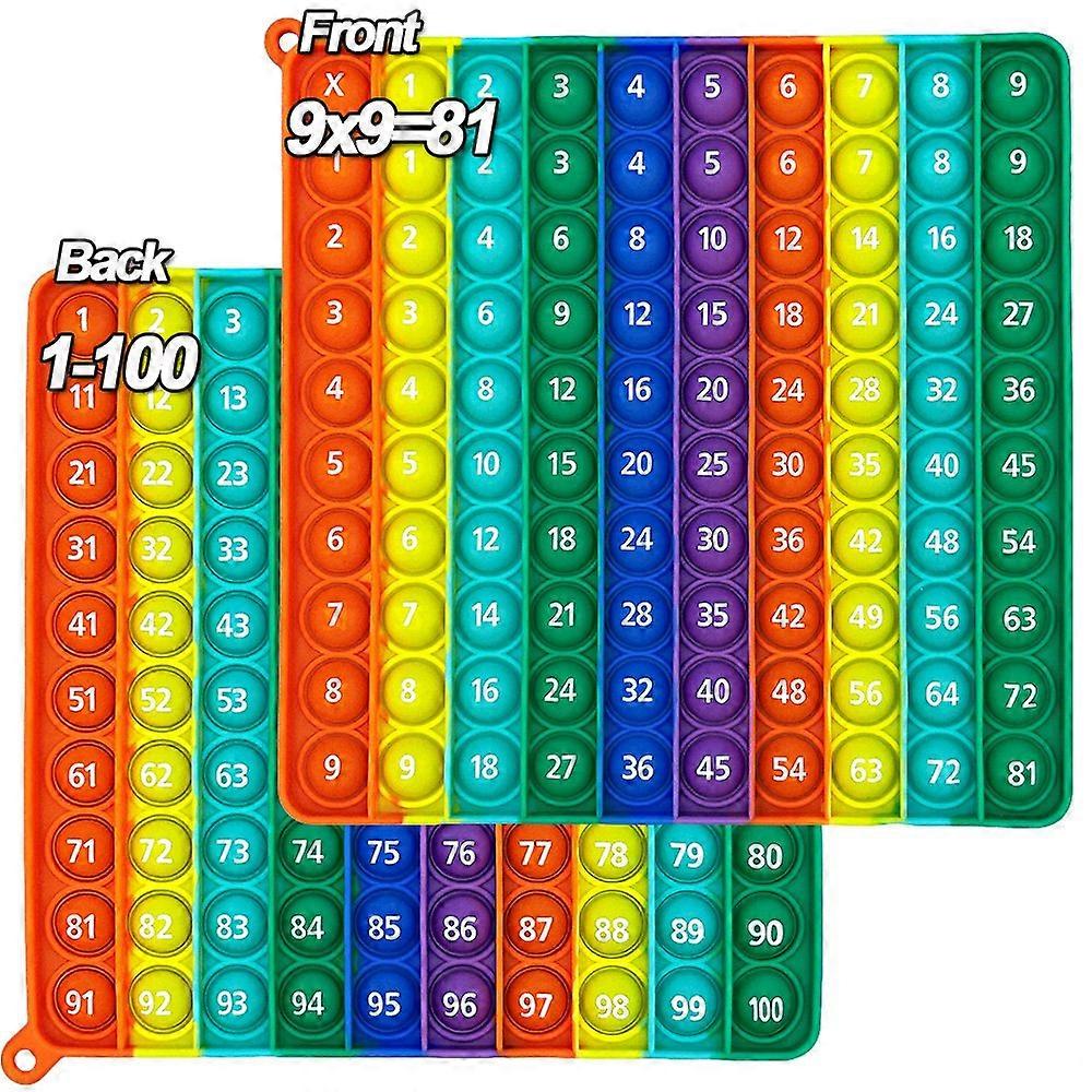 9x9 Multiplication 1-100 Counting Fidget Toys, Silicone Push Bubble Math Learning Numbers Educational