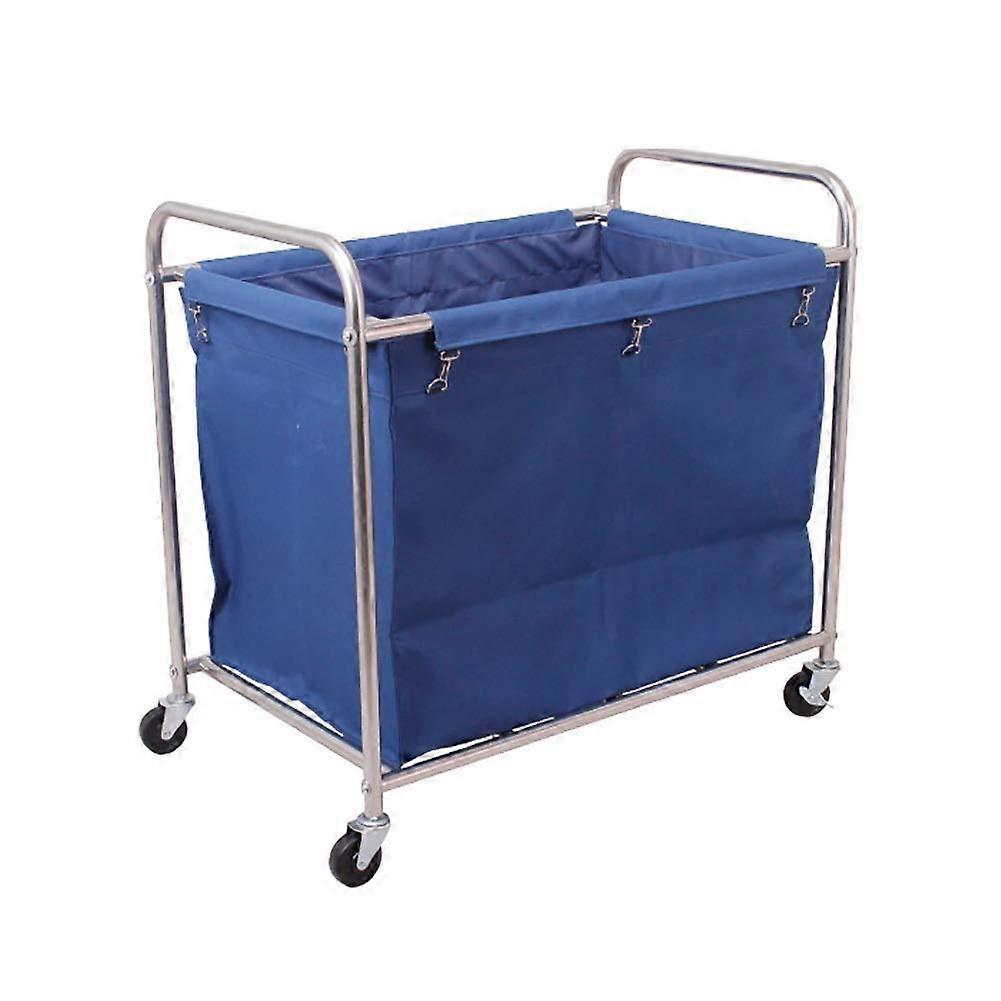 Chariots à main mobiles Trieur de linge Chariot roulant pour une utilisation à la maison Hôtel Cadre en acier robuste Sacs en toile de bœuf amovibles bleus