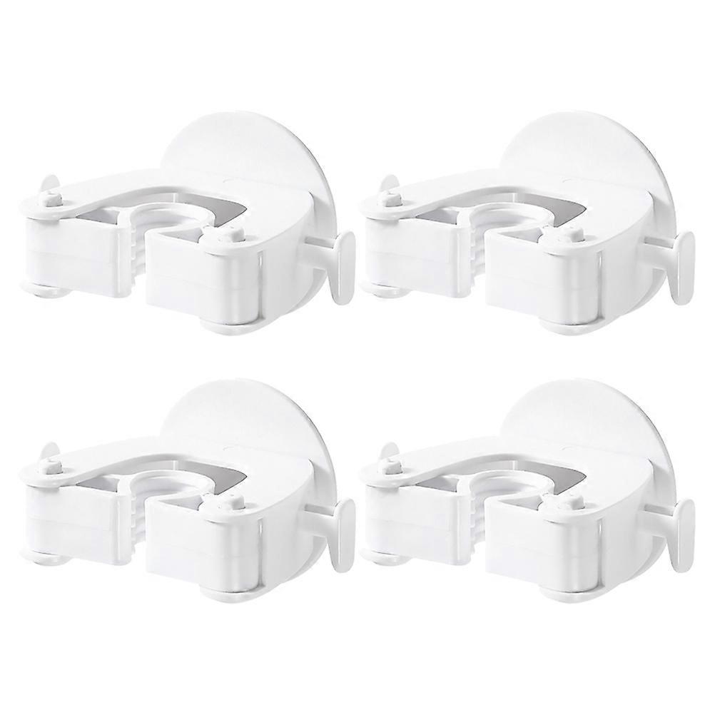 Mop Hook Wall-Mounted for Home Use White Plastic Drilling-Free Installation 4Pcs