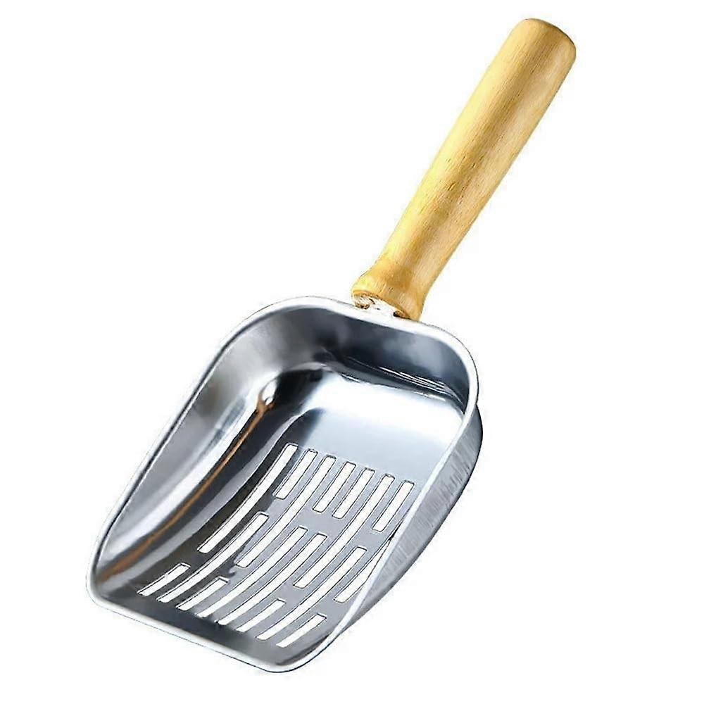 Cat Litter Scoop with Wooden Handle, Fine Pore Design, Multi-Colored, Durable and Lightweight Pet Accessory