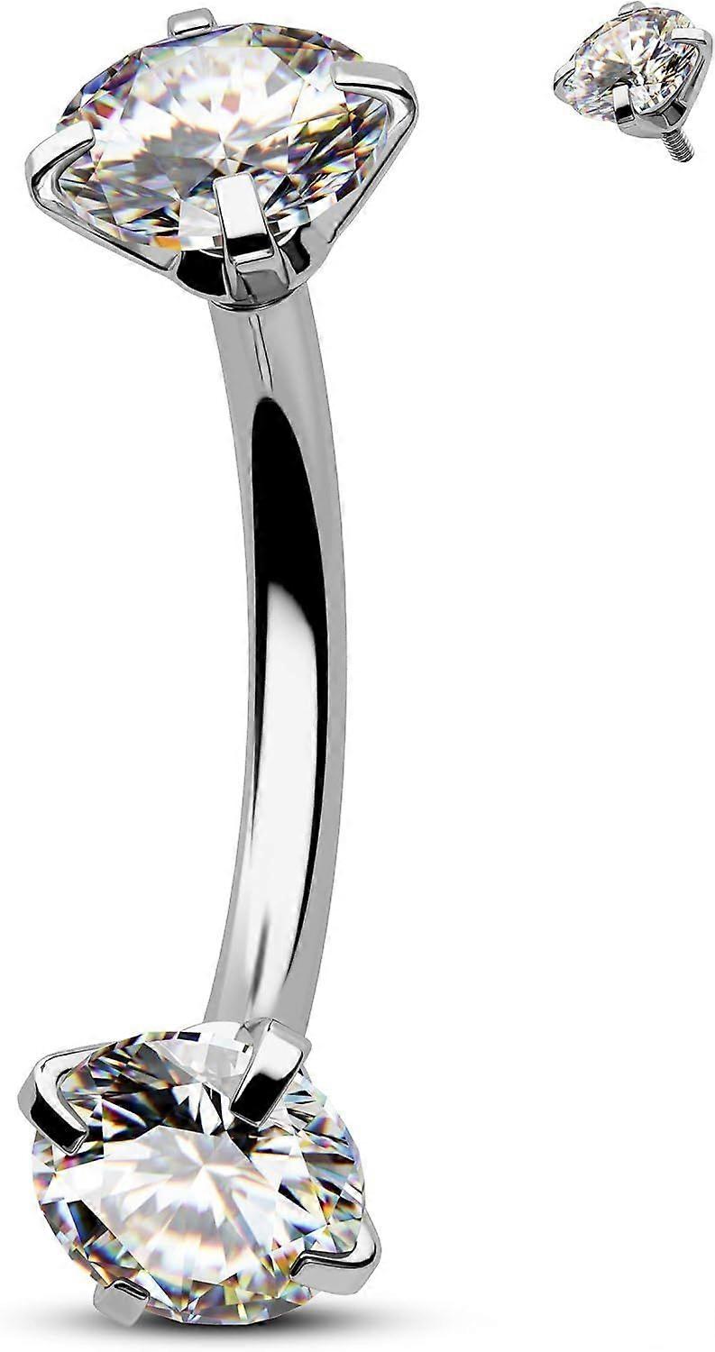 Belly Button Ring - Surgical Steel Internal Thread Double Clear Piercing Jewelry