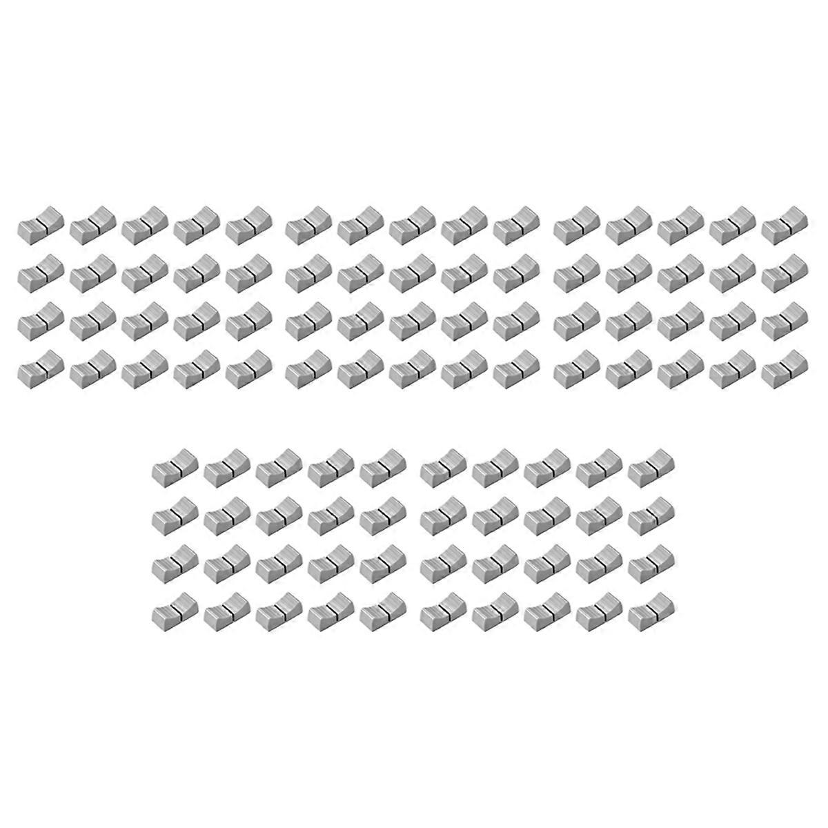 100Pcs 24mmx11mmx10mm Console Mixer Slider Fader Knobs Replacement for Potentiometer Gray Knob Black