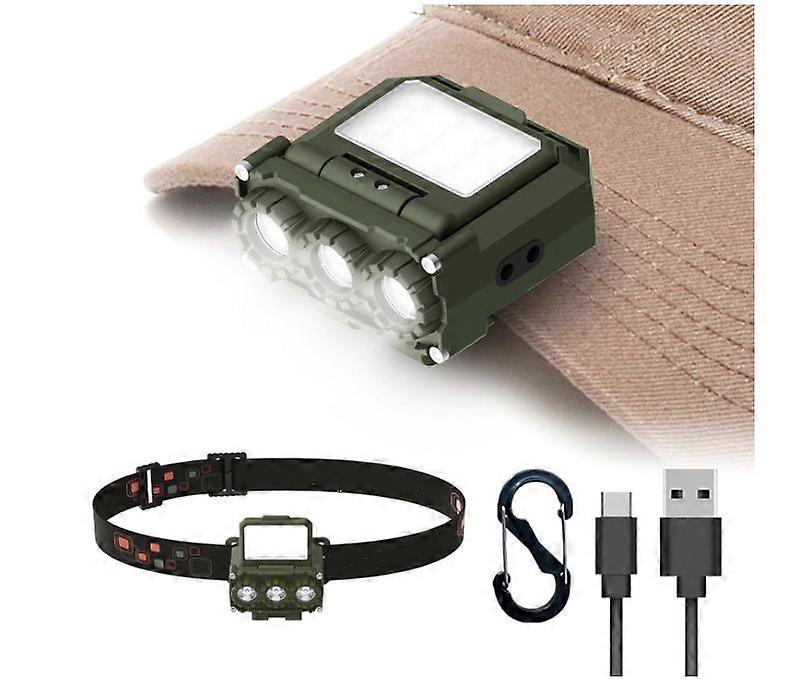 Headlamp Rechargeable USB C Headlamps for Adults Flashlight LED Headlights for Head Lights for Forehead Lamps with Red Light Mode Camping Hiking(Green